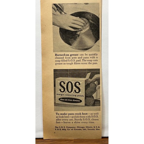 S.O.S. Scouring Pads Vintage Print Ad 1954 Pot and Pans Tricks Cleaning Kitchen - Picture 3 of 5